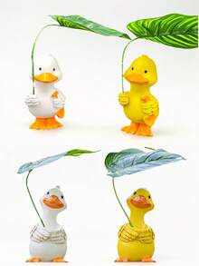 قطعة واحدة تمثال بطة مطاطية حديثة من الراتنج - تمثال كرتوني للجمع، ديكور منزلي للخريف للديكور الحديقة، اكسسوارات الحديقة، ديكور الغرفة، ديكور غرفة المعيشة، ديكور المنزل، لوازم الحرف اليدوية.