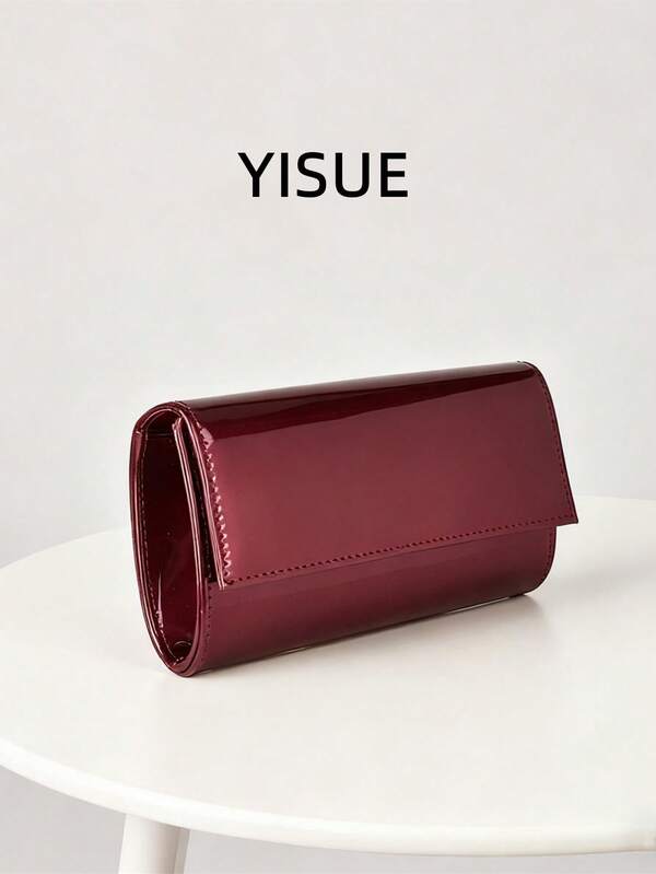 Glamorous, Elegant, Exquisite, Quiet Luxury , Stylish, Luxury, Solid Color Patent Clutch Wallet, Portable On Purse, Stylish PU Bag For Women, And For Wedding, Party, Prom, Dinner