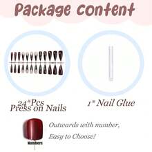 Long Press On Nails Stiletto Fake Nails Brown Ombre Glue On Nails French Tip Acrylic Nails Y2k False Nails 24Pcs Almond Manicure Stick On Nails - 多色18 - 查看 5