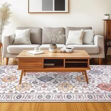 Anti-Slip Washable Living Room Rug | Short-Pile Rug With Large Vintage Flowers, Various Sizes (120*160cm/140*200cm/160*230cm/200*300cm) – Abrasion-Resistant, Stain-Repellent, For Balcony/Patio/Hallway - Màu gạo - Xem 4