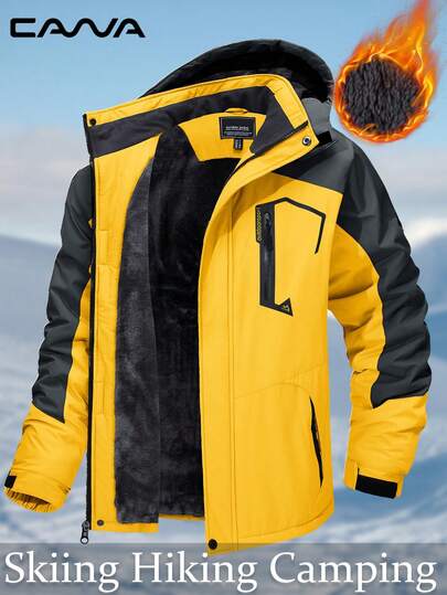 Cavva 男士冬季保暖防水防风多口袋滑雪外套，适合徒步、露营、登山、滑雪等户外活动。