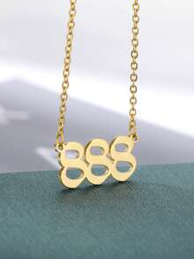 Colier din oțel inoxidabil 111 444 777 cu număr de înger pentru cupluri de femei, coliere anti-decolorare placate cu aur de 18k, bijuterii de aur pentru nunți, accesorii norocoase, cadouri