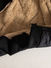 2pcs Boys Casual Fleece Jacket And Pants Set, Striped Print Pattern, Letter Graphic, Zip-Up Hooded Thick Warm Outerwear And Sweatpants, Comfortable Sporty Outfit Suitable For Outdoor Activities, Autumn/Winter