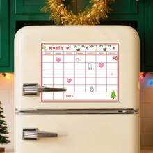 1 pieza Calendario magnético para refrigerador, Plan semanal, Hoja de registro del plan mensual, Succión magnética en el refrigerador, Conveniente para mensajes diarios, Se puede usar como memo diario