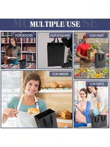 10-Pack Kraft Paper Gift Bags In 3 Sizes With Fabric Handles For Gift Wrapping, Dessert Bags, Shopping Bags, Business, Boutique, And Party Favors.