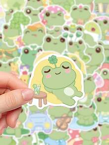 50 piezas de Pegatinas de ranas vibrantes para decorar fundas de teléfono, equipaje, patinetas, tabletas, pegatinas de garabatos para vacaciones - Multicolor - Ver 3