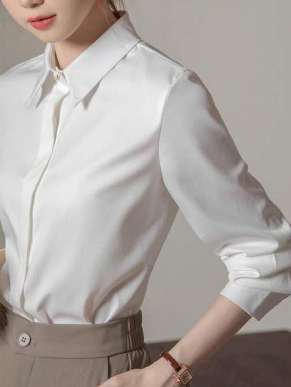 2025 New Short Sleeve White Formal Shirt, Professional Work Wear, Long Sleeve Shirt Undershirt