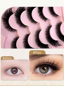 Ondine 5 pares de pestañas postizas rusas con rizo DD, pestañas de visón esponjosas 3D, pestañas rusas de volumen, pestañas postizas de ojos de gato, pestañas de visón dramáticas y desordenadas, pestañas largas y borrosas que dan un aspecto de ojos levantados, kit de extensión de pestañas para alargar y dar volumen a la esquina exterior del ojo