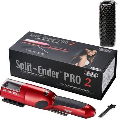 Pro 2 - Herramienta Original de Belleza Profesional - Recortador de Punta partida para Cabello sin Cable, para Cabello Dañado, Seco, Quebradizo, Encrespado, Rizado o Liso (Rojo)
