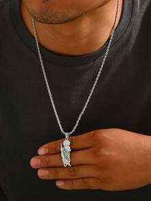 1pc Men's 18K Gold Plated Stainless Steel Twisted Rope Chain Necklace + 18K Gold Plated Religious Figurine Pendant With Cubic Zirconia, Unisex Christian Saint Jude Patron Saint Amulet Necklace, European Religious Style - Twisted Chain + St. Jude Pendant - View 11