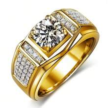 European And American Popular Men's  Diamond Ring - 金色 - 查看 8