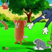 TOM AND JERRY. 20厘米汤姆和杰瑞毛绒抱枕，可变形系列，可爱卡通毛绒玩偶，有趣的圣诞礼物，沙发靠垫 - 多色1 - 查看 4