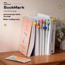 A Set Of 3 Silicone Bookmarks, Automatic Page Turning, Simple Style Pictographic Pen Holder, Memory Bookmark Record, Book Cover And Accessories Reading Tools, Multi-Function Reading Notebook Clip
