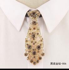 Stylish And  Unisex Tie With Metal Rhinestone Embellishments, Suitable For Parties, Receptions, Weddings, And Emcees. - Đế vàng đính kim cương trắng-004 - Xem 11