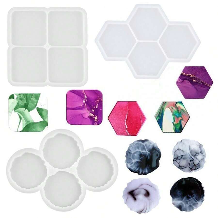 1 PC DIY Silicone Resin Mold Kit - 1.77inch Round & Asymmetrical Shapes For Phone Back Stickers, Badge Holders & Crafts - Round - View 1