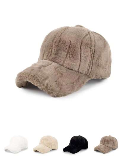 1 件男女通用纯色毛绒棒球帽 - 简约、柔软舒适，适合日常穿着和户外活动