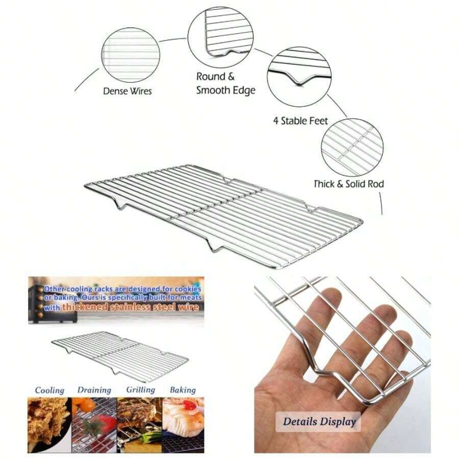 Grilling Rack Heavy Duty Wire Grate Oven Roasting Rack 5.3x 8.75 Inch Rectangle Baking Cooling Steaming With 4 Stainless Steel Rack 5.3X8.7522.2X13.5cm - 5.3"*8.75" - View 1