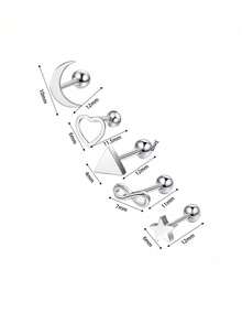 5pcs 16G 1.2mm Cartilage Stud Earrings Stainless Steel Earring Sets For Multiple Piercings Small CZ Ball Back Earrings Tragus Helix Conch Earrings - Stud Earrings - View 14