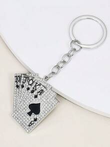 Creative Spade A Rhinestone Poker Card Red Heart A Niche Key Chain, Couples Bag Pendant , Poker Straight Flush Key Chain Pendant, Funny Key Ring Car Accessories Cute Goth Y2k Halloween Accessories Teachers Day Christmas Gift Ideas