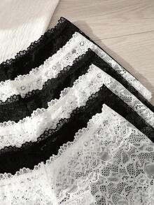 6pcs Women's Lace Floral Design Underwear, Minimalist Comfortable Sexy Ladies Panties, Briefs & Hipsters