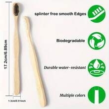 Periuță de dinți 10 buc, periuță de dinți din bambus, periuță de dinți de călătorie, periuță de dinți de unică folosință cu peri super moi pentru dinți și gingii sensibile, mâner din lemn pentru curățare profundă și îngrijire orală, acasă, baie, înapoi la școală, călătorie, pachet familial