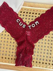1件定制水晶字母装饰蕾丝丁字裤，性感比基尼内裤，个性化G字裤，情人节、圣诞节、万圣节、感恩节、生日、周年纪念日、家庭礼物，送给朋友、爱人、女友。 - 酒紅色 - 查看 3