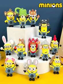 Minions 1 Pack/12 Sets Minions 12 Chinese Zodiac Series Keychains Cute Cartoon Doll Pendants PVC Soft Rubber Material Creative DIY Decorations Suitable For Family, Colleagues, Sisters, Girlfriends, Holiday Gifts, Party Gifts