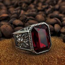 Herren vintage Edelstahl Ring mit Kreuzdesign und rechteckigem kubischem Zirkonia - minimalistisches Modeaccessoire - Ring - Übersicht 12