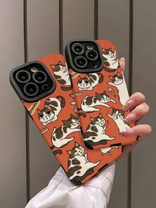 1 Ốp lưng điện thoại chống rơi, chống vân tay, họa tiết mèo hoạt hình dễ thương, chất liệu da giả, mềm mại, tương thích với Apple và các dòng máy khác - Nhiều màu - Xem 4