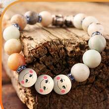 15/25/35/40pcs 20mm Happy Face Wooden Beads, Suitable For DIY Jewelry, Bracelets And Keychain Crafts - Beige - View 11