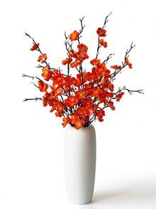 Artificial Flowers White Plum Blossom 21.7'' Fake Wintersweet Long Stem Plastic Flowers Home Hotel Office Wedding Party Garden Decor