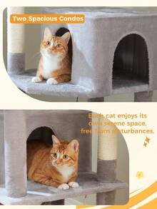 PAWZ Road [75 Inch Tall Large Cat Tree] Multi-Level Cat Tree | Cat Tower With Hammock, Top Perch, Cat Condos, Scratching Posts For Large Cats & Kittens - 灰色 - 查看 4