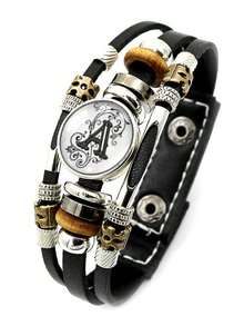 1 件字母图案 PU 皮革编织手链，波西米亚风格珠宝礼物，适合男女 - 火字母 - 查看 14