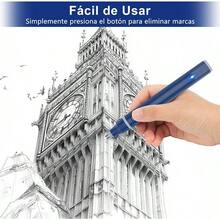 GuDoQi Borrador Eléctrico Recargable USB-C, 220 Piezas Recambio 2 Tamaños, Automático Borrador para Artistas, Ideal para Dibujo Profesional, Arquitectura, Bellas Artes y Oficina, Negro - Azul - Ver 4