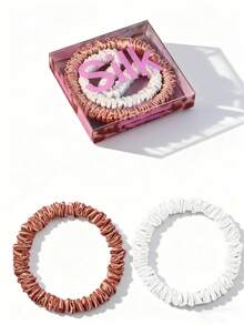 2 pièces Chouchous en soie de mûrier 100%, élastiques fins en soie de mûrier, ensemble de chouchous en soie de mûrier 22 momme pour femmes aux cheveux bouclés et fins, Srevela, porte-queue de cheval - Multicolore - Voir 11
