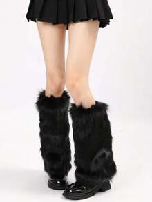 Faux Fur Leg Warmers, Short Plush Leg Warmers, Versatile Furry Shoe Covers, Y2K Leg Warmers For Clubbing, Japanese Subculture, Cozy