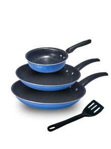 Globalflon 4-Piece Nonstick Elegant Frying Pan Set + Spatula And Non-Stick French Egg Pan - Midnight Blue - View 2