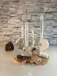 4 件套硅胶模具，适用于数字 1 2 3 4 烛台、现代节日降临节花环数字铸造模具、DIY 石膏水泥树脂硅胶模具、餐桌装饰中心摆件 - 白色 - 查看 3