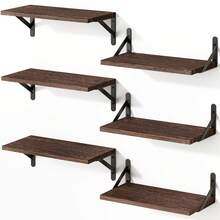 Superlele 6pcs 16.5 Inch Floating Shelves For Wall, Bookshelf, Wall Decor, Farmhouse Wall Shelves For Bedroom, Bathroom Storage, Living Room And Kitchen Decor, Room Decor