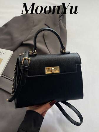 新款女士 PU 皮革托特包，大容量，时尚优雅高档搭配，斜挎包款式，黑色