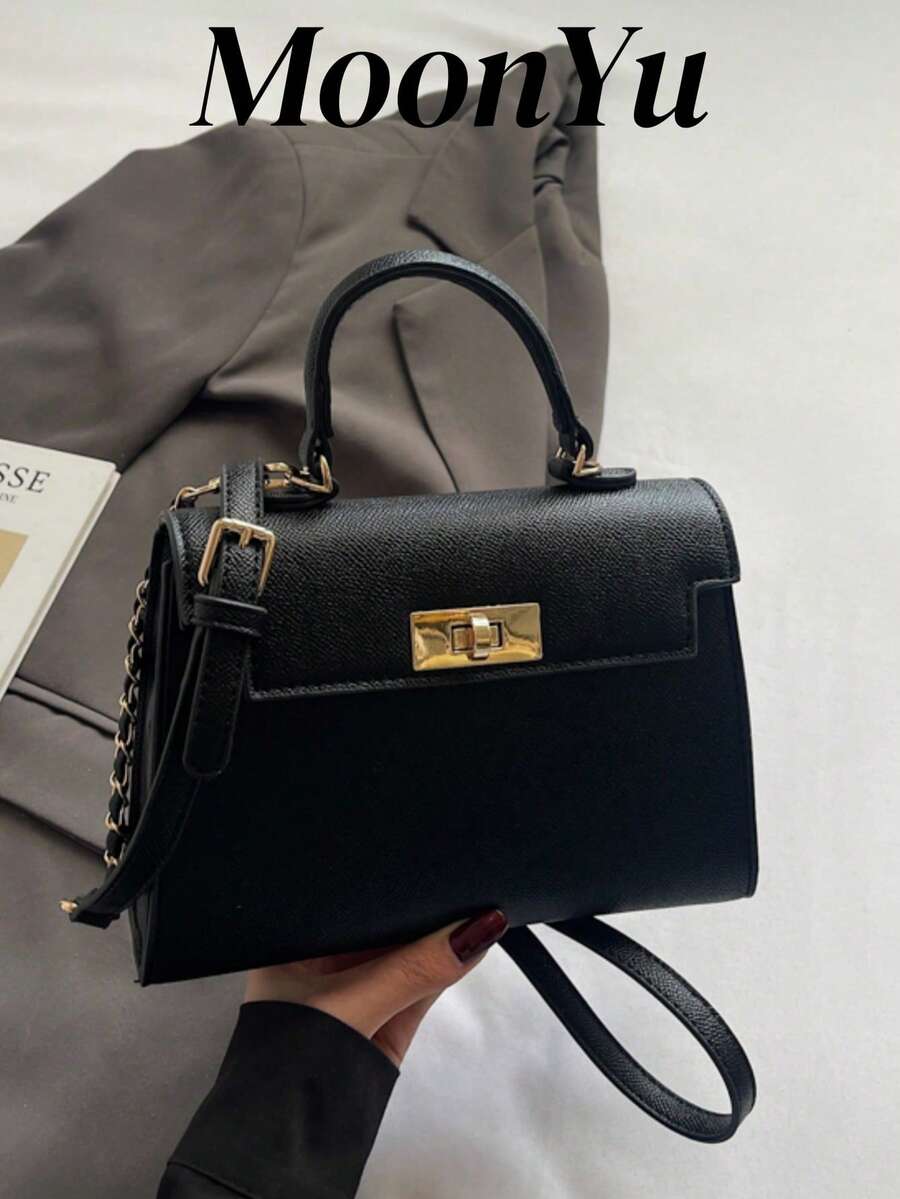 新款女士 PU 皮革托特包，大容量，时尚优雅高档搭配，斜挎包款式，黑色