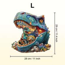 Fantasy Dinosaurs - Wooden Puzzle, Asymmetrical Animal Shaped Wooden Jigsaw Puzzle Toy, Unique Party Game Gift, Decorative Art Painting, Tabletop Magic Puzzle, Unique Children's Educational Puzzle, Holiday Gift, Adult Wooden Puzzle, Christmas Gift, Back To School Gift, Birthday Gift (2D Puzzle) - Multicolor - View 11