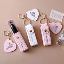 Customized Lipstick Holder Keychain With Mirror, Personalized Lipstick Pouch With Name, Bridesmaid Gift, Valentine's Day Gift - Multicolor - View 3