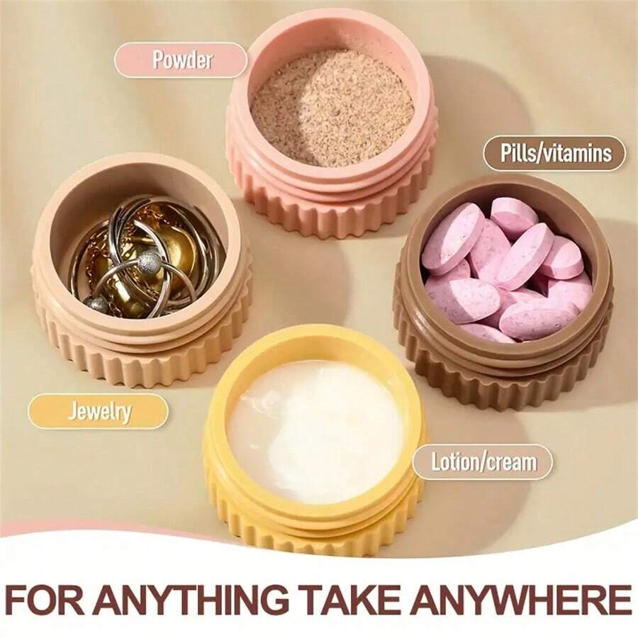 1/4pcs Silicone Dispensing Box Silicone Travel Can With Lid Silicone Cream Can Portable Travel Powder Box With Lid Cream Bottle Toiletries Small Travel Container For Body Hand Cream, Lotion Leak Proof Refillable Bottle Headdress Storage Box