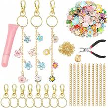 132pcs Keychain Making Kit, Includes Zinc Alloy Charms/Extension Chains/Keyring Clips/Beading Supplies And Jewelry Pliers - DIY Craft And Jewelry Making For Adults, Suitable For Women - Keychain Pendant Set - View 2