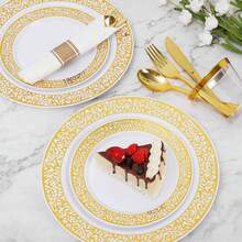 50/25/10/2 قطعة أطباق ذهبية مجوفة، أطباق سلطة، أطباق كيك وحلويات، أطباق فاكهة، أدوات مائدة للحفلات، مناسبة لحفلات العطلات، أعياد الميلاد، الزفاف، هدايا عيد الميلاد، هدايا رأس السنة،