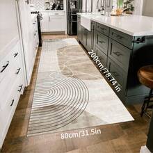 1pc Modern Minimalist Abstract Print Soft Polyester Rug, Waterproof Bent Crafted, Suitable For Bedroom, Porch, Indoor, Reversible As Bedroom Floor Mat - Multicolor - View 14