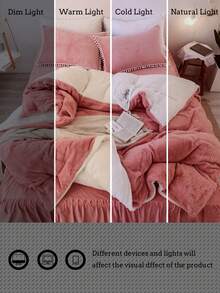 1 件柔软舒适的牛奶丝绒夏尔巴羊毛毯，适合卧室和客厅 - 粉色 - 查看 9