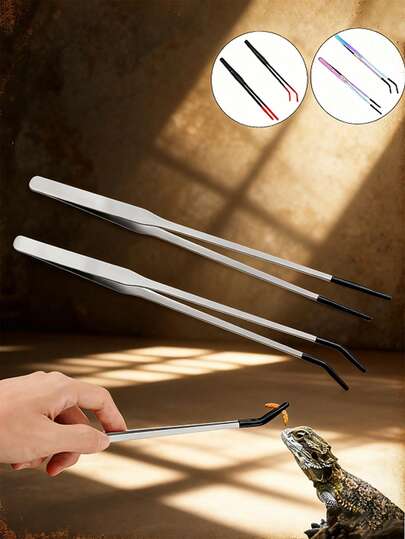 Pinze di alimentazione in acciaio inossidabile, morsetti di alimentazione in acciaio inossidabile, piccole pinze di alimentazione per rettili/lucertole/ragni - Strumento di interazione per animali domestici per acquario e uso artigianale