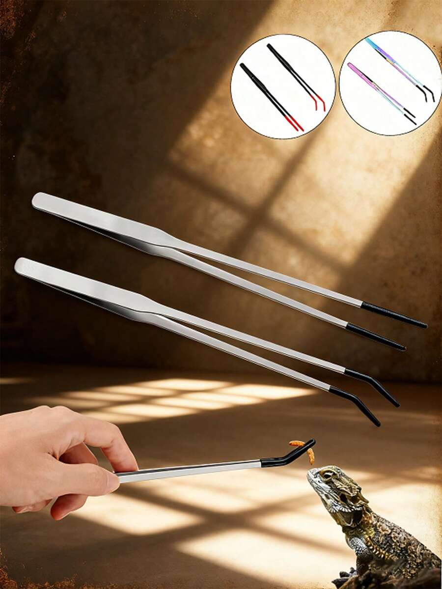 Feeding Tongs Stainless Steel Feeding Clamps Stainless Steel Small Feeding Tongs For Reptiles/Lizards/Spider - Pet Interaction Tool For Aquarium & Craft Use